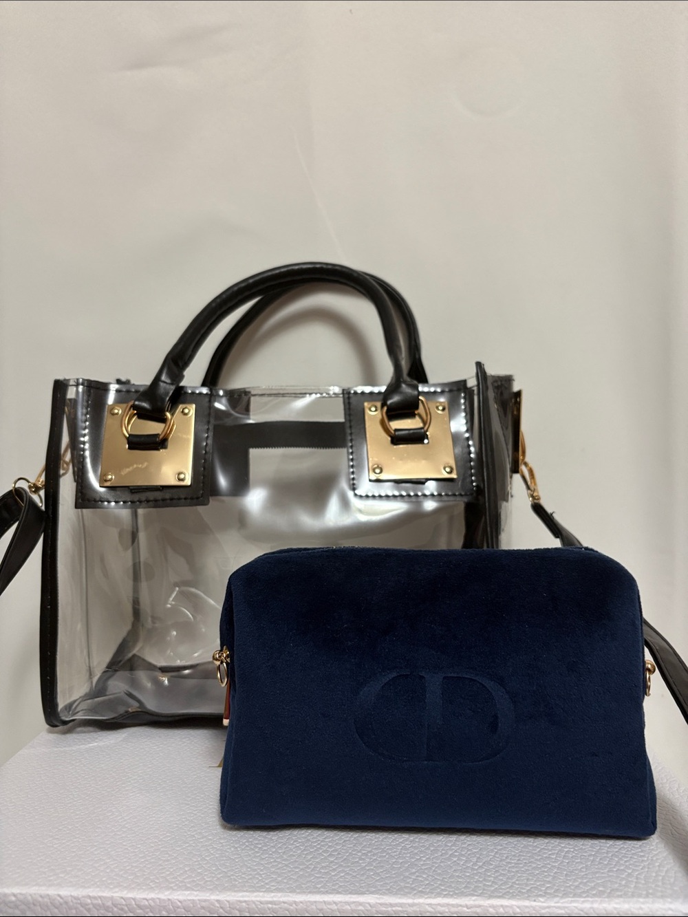 Dior Blue velvet Pouch in Clear Women's Handbag